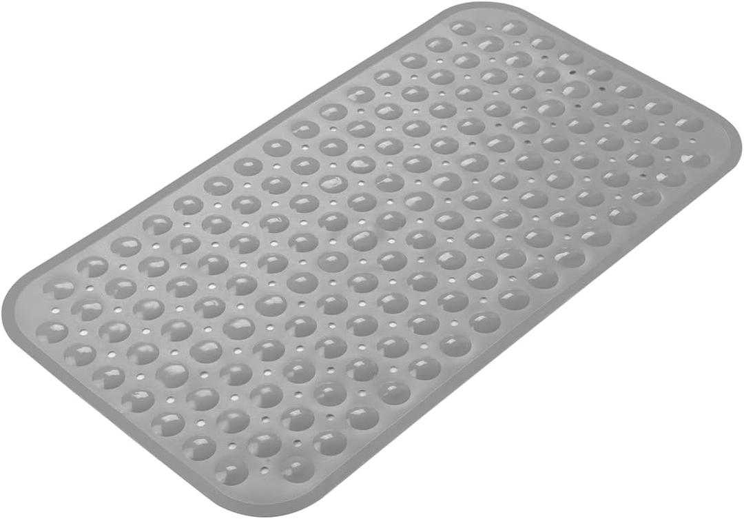 AmazerBath Bath Tub Mat, Medium Size 27.6 x 15 Inches Non-Slip Shower Mats with Suction Cups and Drain Holes, Bathtub Mats Bathroom Mats Machine Washable (Gray) (Grey)