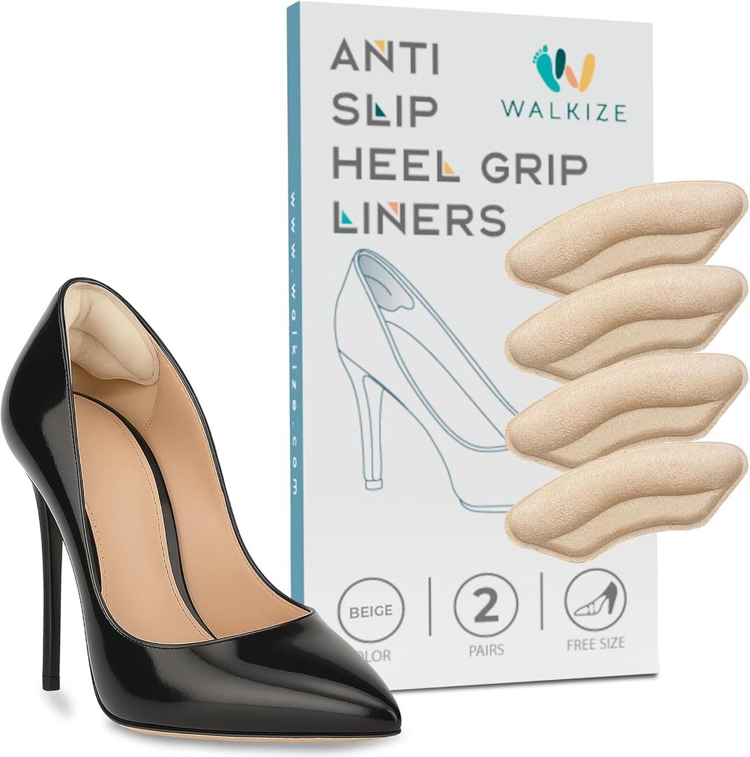 Walkize Metatarsal Pads Women | Heel Inserts for Women | Ball of Foot Cushions (2 Pairs Foot Pads) All Day Pain Relief and Comfort One Size Fits Shoe Inserts (Heel Grip Beige, 2 Pairs)