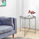Garden 4 you Folding Tray Metal Side Table 2PC Grey Round End Table Cyan Sofa Small Accent Fold-able Table, Round End Table Tray, Next to Sofa Table, Snack Table for Living Room and Bed Room