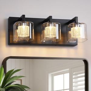 Dimmable LED Vanity Light, 3-Light Bathroom Light Fixtures over Mirror, 15.75"L x 7.48"W x 8.9"H