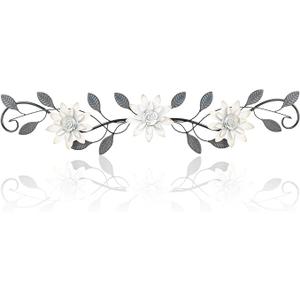 KHJCXS Metal Wall Art Modern Minimalist Metal Flowers Indoor Decor Horizontal Wall Art Iron Artwork,for Over Door,Bedroom,Living Room,Kitchen,Office Scroll Decor