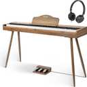 STRICH Digital Piano 88 Keys, Hammer-Action Weighted Keyboard, Full size Electric Piano Keyboard with Stand, 25Wx2 Speakers, Supports USB-MIDI/Wireless Connecting SDP-300S (Color Walnut Wood), Compact
