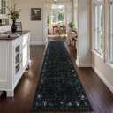 Hedlive Vintage Black Rug Runners for Hallways Non Slip, 2.6x10 Washable Long Runner Rug for Entryway, Ultra-Thin Soft Runner Carpet for Kitchen Bedroom Bathroom (2'6"x10', Black)