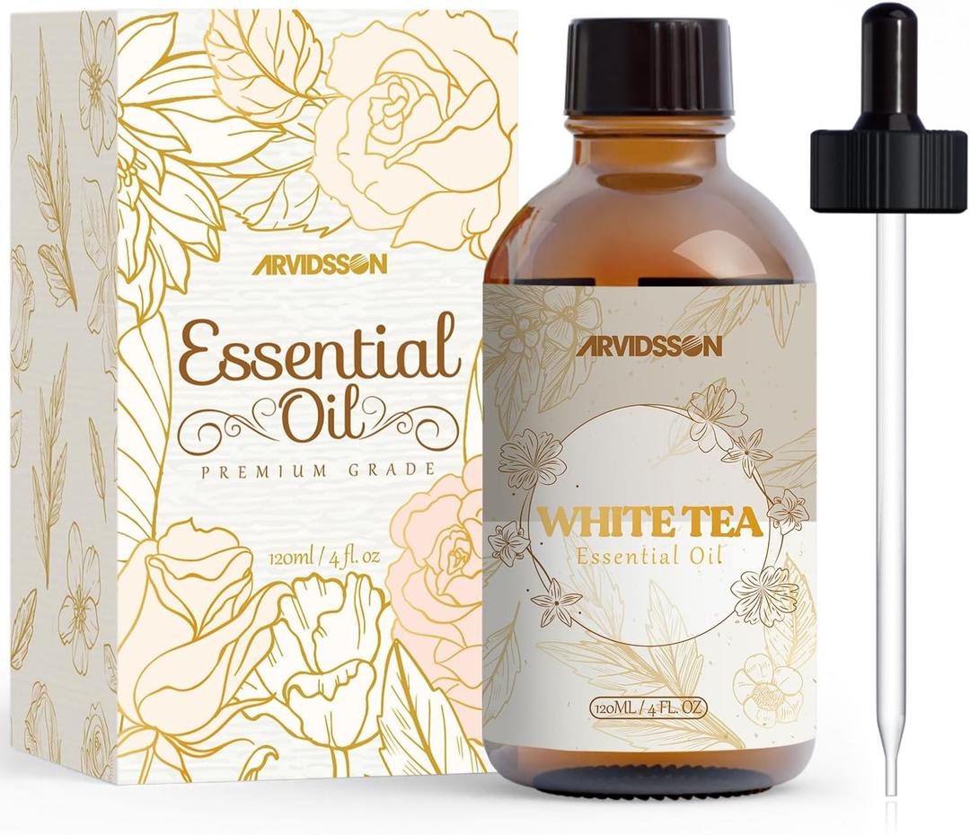 White Tea Essential Oil 4 Fl Oz (120ml) - Pure and Natural Fragrance Oil, White Tea Oil for Diffusers, Candle Making, Room Spray Diffuser Oil for Home, Aromatherapy Scented Oil Gift for Women