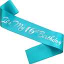It's My 16th Birthday Sash, Teal Blue Birthday Sash for 16th Bday Party Supplies, Gifts for Girls Bday Party Favors