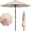 9FT Patio Umbrella with Fiberglass Ribs, Outdoor Market Table Umbrella with Crank and Tilt, UV Resistant Waterproof Canopy for Patio, Garden, Deck, Pool, Beige