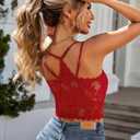 Avidlove Lace Bralette for Women V Neck Camisoles Racerback Adjustable Strap Sexy Crop Tops (Red, S)