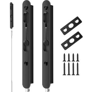 Blulu 2 Pcs 18 Inch Extended Flip Lever Flush Bolt for Double Door, Extra Long Heavy Duty French Door Locks Hardware (Matte Black)