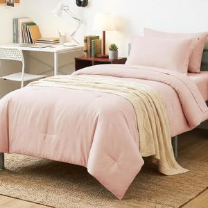 CozyLux Twin Comforter Set Blush Pink, 5 Pieces Bed in a Bag Twin Comforter Set with Sheets, All Season Bed Sets with Down Alternative Comforter, Fitted Sheet, Flat Sheet, Pillow Sham and Pillowcase