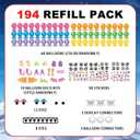 DIY Balloon Craft Kit Refill Pack - 194 Pcs Replacement Accessories for Sticky Balloon Toys, Creative Arts & Crafts Supplies for Kids 3+