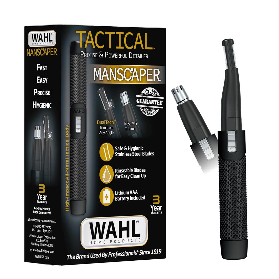 Wahl Manscaper  2 in 1 Lithium Battery Tactical Dual Sided Eyebrow Trimmer and Nose Hair Trimmer for Men  Model 3023805
