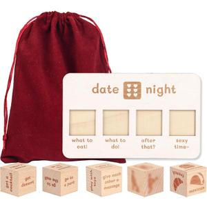 2 x Date Night Dice Ideas: Decision Making for Couples, Romantic Wooden Deluxe Gifts for Him Her Boyfriend Girlfriend Wife Husband. Perfect for Anniversary Bridal Shower Valentine's Day Birthday Wedding