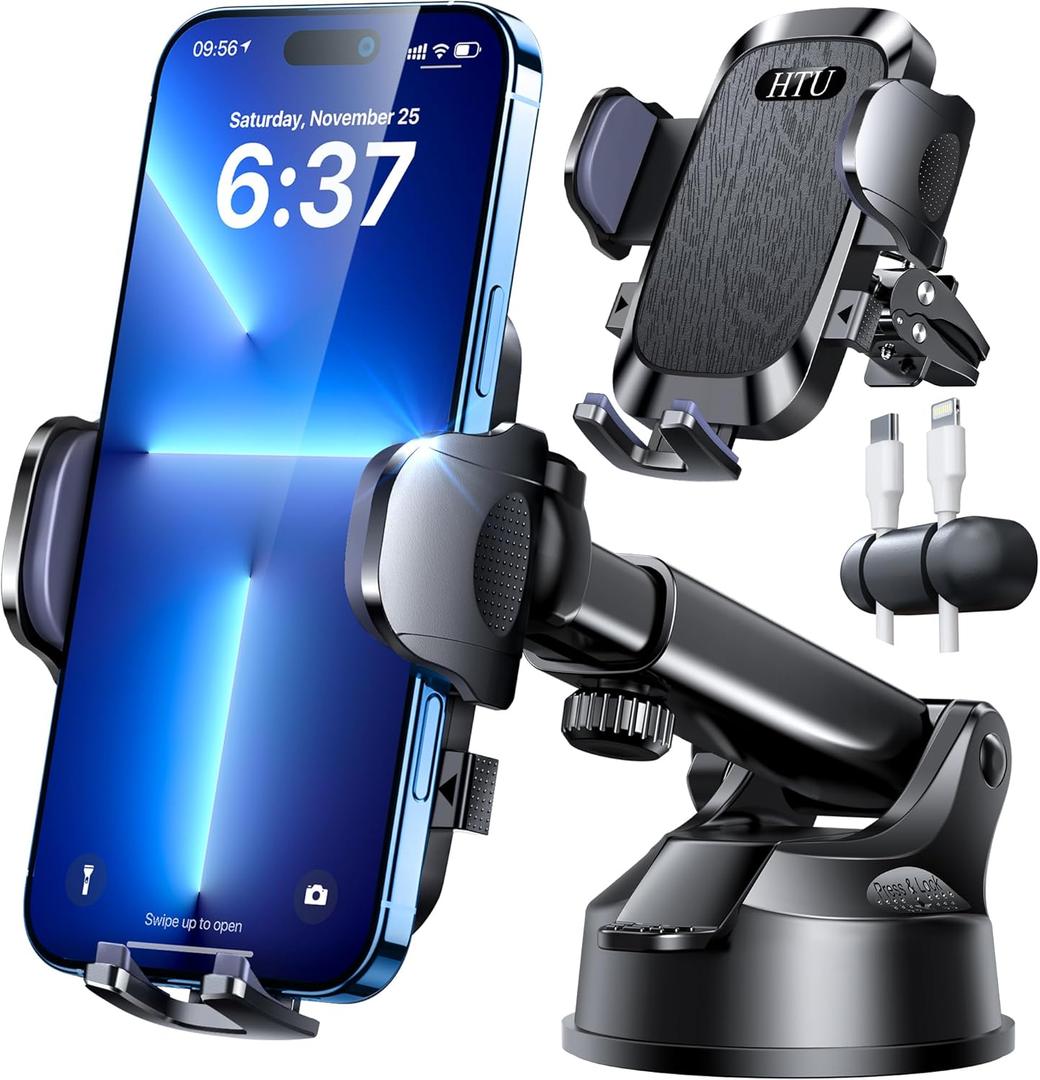 2025 Ultimate Car Phone Mount80+LBS Strongest Suction & Military-GradePatent & Safety Certs Cell Phone Holder Truck Stand for Dashboard Windshield Vent for iPhone 16 Pro Max 15 14 (Black)