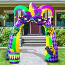 9.5FT Tall Mardi Gras Inflatables Archway Yard Decoration Built-in LED Lights for Fat Tuesday, Lenten Season Party Indoor, Outdoor, Garden, Lawn Decor