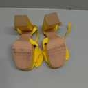 KHPAERMEI Bow Knot Platform Heels for Women Fashion Open Toe Chunky Heeled Sandals Ankle Strap Wedding Party Dress High Heels (Yellow, 7)