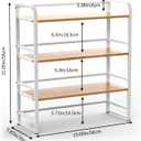 Office Desk Shelf Organizer, Wood Desktop Bookshelf Supplies Storage Rack, Shelf for Top of Desk and Dresser and Cubicle Decor Aesthetic Bookshelf (White White, Three Tier, 19.69Lx7.87Wx22.05H)