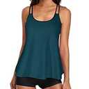 Urchics Women Tankini Swimsuit Flowy Swimdress Swimwear Two Piece Bathing Suits Dark Green XXXL