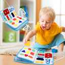 Esjay Toddler Busy Board Montessori Toys for Boys Girls, Sensory Book Educational Activities for Learning Fine Motor Skills, Birthday Gifts for Toddlers, Travel Toys for Airplane Car, White Dinosaur