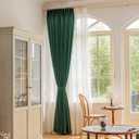 Dark Emerald Green Pinch Pleat Curtain with Tieback for Bedroom, Thermal Insulated Blackout Pleated Curtain with Hooks for Traverse Rod and Track, 52" W x 72" L, 1 Panel