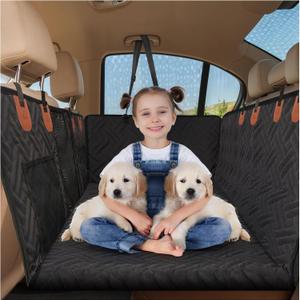 Back Seat Extender for Dogs, Dog Car Seat Cover with Hard Bottom,Dog Hammock for Car Backseat Protector Waterproof Dog Car Seat Bed with Mesh Window for Cars,Trucks,SUVs (Dog Car Seat Cover with Hard Bottom)
