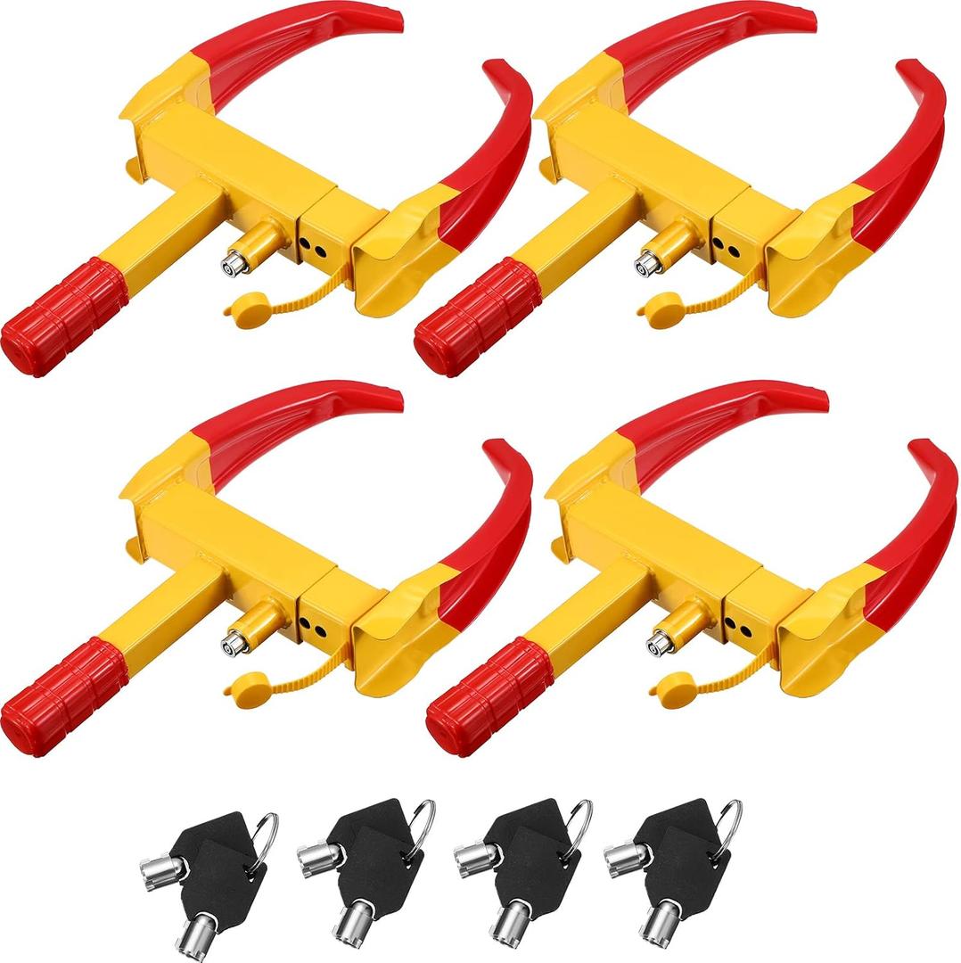 Aoriher Wheel Lock for Cars, Heavy Duty Trailer Wheel Lock Universal Security Anti Theft Tire Clamp for Vehicles Boot Camper SUV ATV Boat Motorcycle Deterrent(4 Pcs)