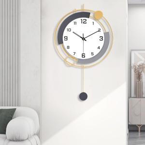 Decorative Wall Clocks with Pendulum,Silent Quality Quartz Battery Operated,Large Wall Clock for Living Room,Kitchen,Home,Bathroom,Bedroom Wall Decor,16x25.6inch (Golden)