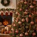 12 Pcs Vintage Mercury Glass Christmas Ball Ornaments 2.36 Inch Antique Embossed Ball Decorations Christmas Tree Hanging Decorations for Xmas Winter Holiday Decor Gifts(Brown)