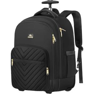 MATEIN Wheeled Backpack, 18 Inch Large Water Resistant Laptop Backpack with Wheels, Carry On Business Roller Bag for Women, Trolley Suitcase for Adults to Travel, Overnight Work Bag for College, Black