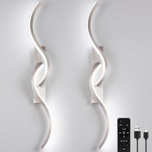 Modern Battery Operated Wall Sconces, Rechargeable Wall Sconces, 3000K-6500K LED Wireless Wall Light, Modern Wall Lamp not Hardwired for Living Room Bedroom Hallway (Nickel)
