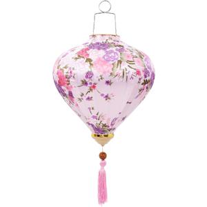 LUOZZY Chinese Style Hanging Lantern Vietnamese Silk Lanterns Chinese Japanese Floral Pattern Hanging Lanterns Silk Cloth Oval Lanterns Garden Yard Decoration, Pink