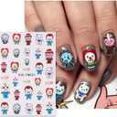 6 x 8 Sheets Halloween Nail Art Stickers Cute Pumpkin Little Ghost Nail Decals 3D Self-Adhesive Halloween Nail Stickers Mummy Nail Art Designs Accessories for Women Holiday Manicure Decor (Style 5)