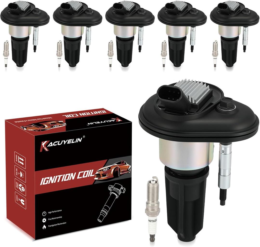 UF303 Ignition Coil Pack and Iridium Spark Plugs Set of 6 Compatible with 2002 2003 2004 2005 Chevy Trailblazer GMC Envoy Isuzu Ascender Olds Bravada Buick Rainier Saab 9-7X 4.2L L6,Replace#,12568062
