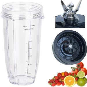 [ New Model] Replacement blender Blade and 24oz Cup Accessories, Only Compatible with Nutri Ninja SS150,SS151,SS300, SS350,SS351, CO351B, SS100, SS101, CO101B,SS400,SS401, 24oz cup and blade No lid