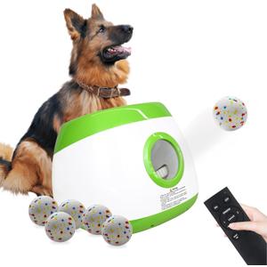 Automatic Dog Ball Launcher, Upgraded Interactive Dog Balls Thrower with Ajustable Distance 20Ft-70Ft, Remote Control Ball Launcher for Medium and Large Dogs, 6 Etpu Toy Balls (Lime Green)