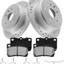 Anpulsero Brake Pads And Rotors Kit Rear Compatible with 2006-2013 Lexus IS250, Automotive Replacement Brake Kits Geomet 31447 D1113-8217 Drilled And Slotted Rotors Ceramic Brake Pads 291mm(11.5in)
