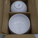 Famiware Garden Plates and Bowls Set, 12-Piece Dishes Set for 4, Scratch Resistant Kitchen Dishes Dinnerware Set - Microwave and Dishwasher Safe, Reactive Glaze and Embossed Stoneware, White