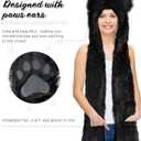 SATINIOR Faux Animal Hoods Headwear Furry Hat Mittens Gloves Scarf Paws Ears Furry Winter Animal Accessories (Black)