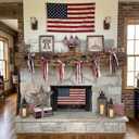 Novabright 11.8 ft Red White Blue Patriotic Bow Star Banner 4th of July Ribbon Star Garland 250th Anniversary Mantle Decor for Indoor Outdoor Memorial Day Veteran Independence Day Party Supplies