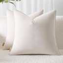 Throw Pillow Covers 18x18 Set of 2  Solid Decorative Pillow Cases for Couch, Sofa, Bed  Square Cushion Covers with Piping (No Insert) Misty White