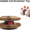 Kitty Curlz Cat Toy, Magic Organ Cat Interactive Scratcher Cardboard with Bell Ball, Foldable & Changeable Accordion Shape Exercise Anxiety Relief Toy for Indoor Cats(1PCS)