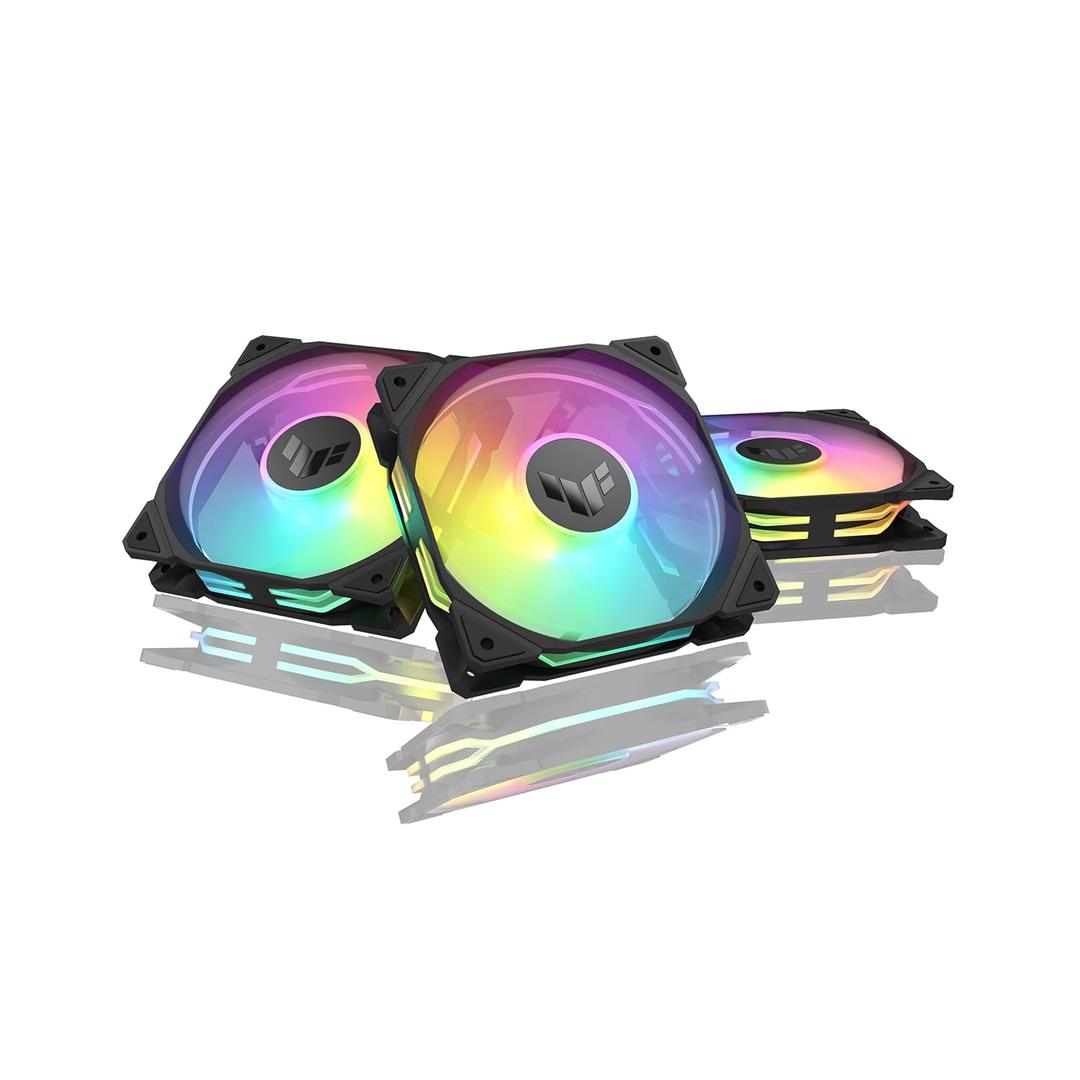 ASUS TUF Gaming TR120 ARGB Fan - Black - Triple Pack Higher Cooling Performance Extra-Thick 28mm Fan Frame, Exclusive Double-Layered LED Matrix Design with 16 Addressable RGB LEDs, Aura Sync