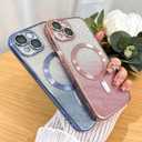 Case Fit for iPhone 14 (MagSafe Compatible) Camera Lens Protector Glitter Bling Plating Full Body Shockproof Protection Anti-Scratch Case for iPhone 14 6.1 Inch - Blue