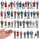 Juexica 50 Pcs 1: 50 Scale Mini People Figurines Model Trains Architectural People Figures Tiny Plastic Miniature Figurines Dollhouse Sitting Standing Model for Miniature Scenes