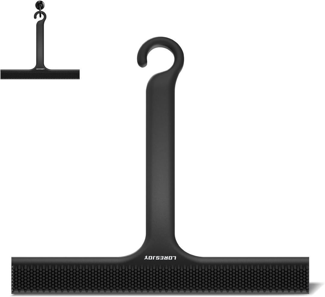 Shower Squeegee for Glass Doors, Squeegee for Shower Glass, 2 in 1 Shower Wiper, Bathroom Squeegee for Shower, Cleaning Tile Wall, Car, 10 Inch Black