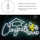 Congrats Grad Neon Sign Congrats Neon Lights Signs for Wall Decor with Dimmable Backdrop LED Light Up Signs for Party, Photos, Class of 2025 Celebrations, Graduation Gift