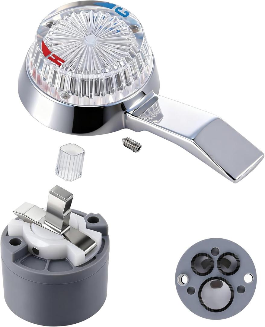 Avenuebool Single Lever Cartridge and Handle, Compatible with American Standard Aquarian Single Lever Lavatory and Bathroom Faucets, Ceramic Cartridge with Handle Replacement, Chrome