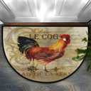 Vintage Rooster Half Round Doormat Vintage Animal Rooster Non-Slip Semi Circle Area Rug Durable Washable Ha;f Moon Rug Floor Mat for Indoor Outdoor Living Room Bedroom Kitchen Floor Home Decor