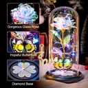 Mothers Day Rose Gifts for Mom Birthday Gift for Women Galaxy Glass Rose in Glass Dome Forever Eternal Crystal Roses with Butterfly Mother's Day Flowers Gifts for Wife Daughter Grandma Sister Colorful