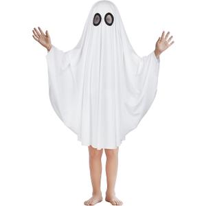 MCJC Unisex Kid Ghost Costume, Halloween Fancy Dress, White Boo Ghost Cloak, 3+ years (Small Size)