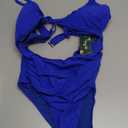 Blooming Jelly Womens One Piece Swimsuit Tummy Control Bathing Suit Sexy Flattering Cheeky High Cut Out Cute Ladies Swimwear (Blue, XL)